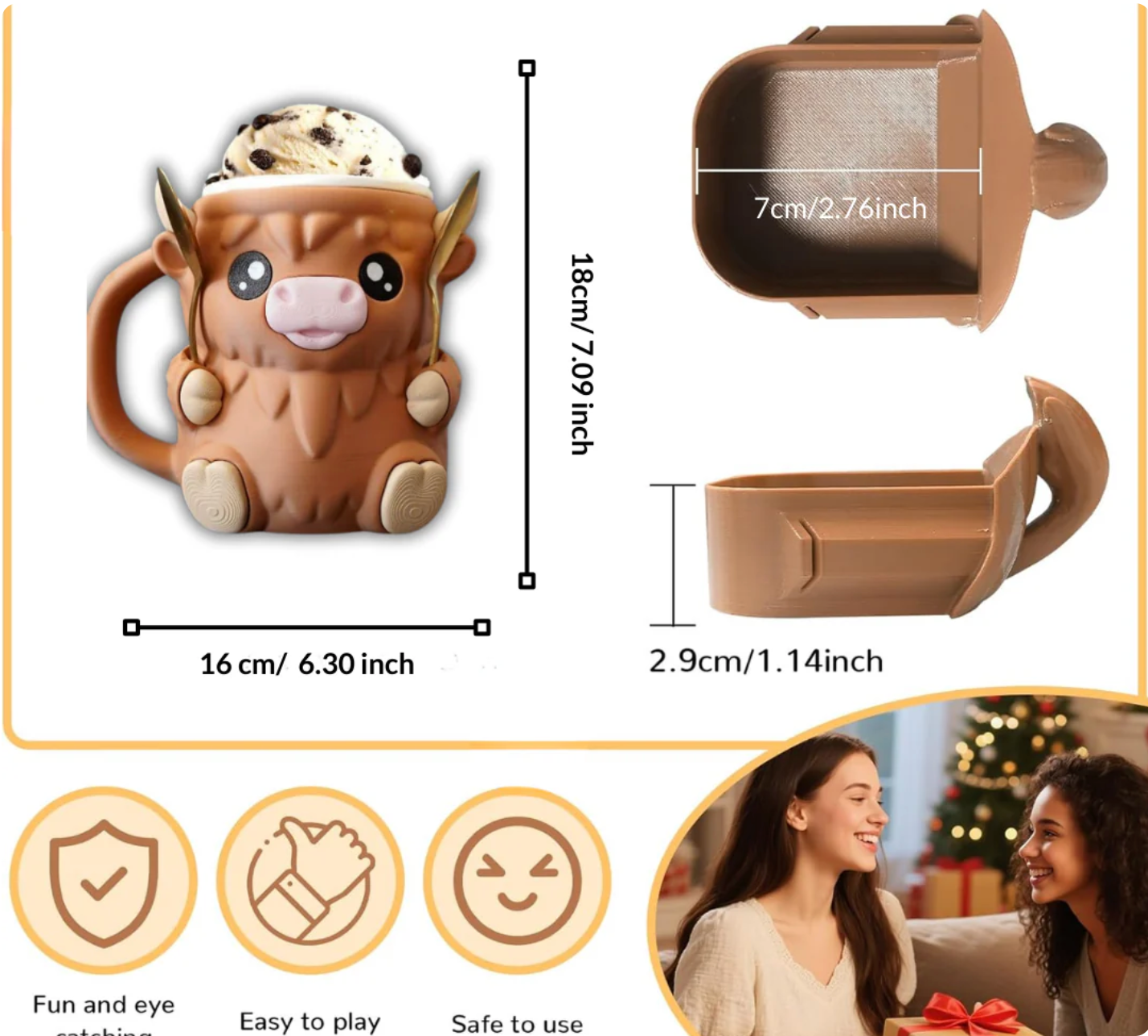 Highland Cow Ice Cream Mug Holder